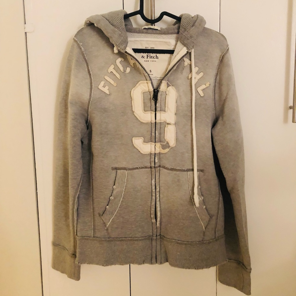 A&F，Grey，old-work，Full-zip hoodie